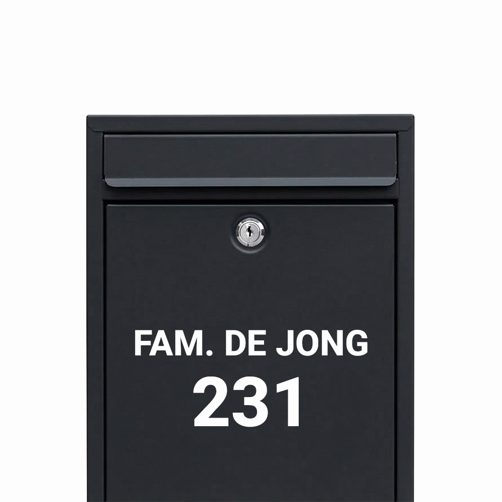 Brievenbus sticker met eigen naam en huisnummer