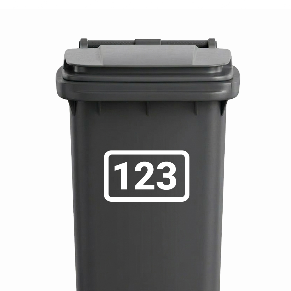 Huisnummer Vierkant Outline - Container / Kliko sticker