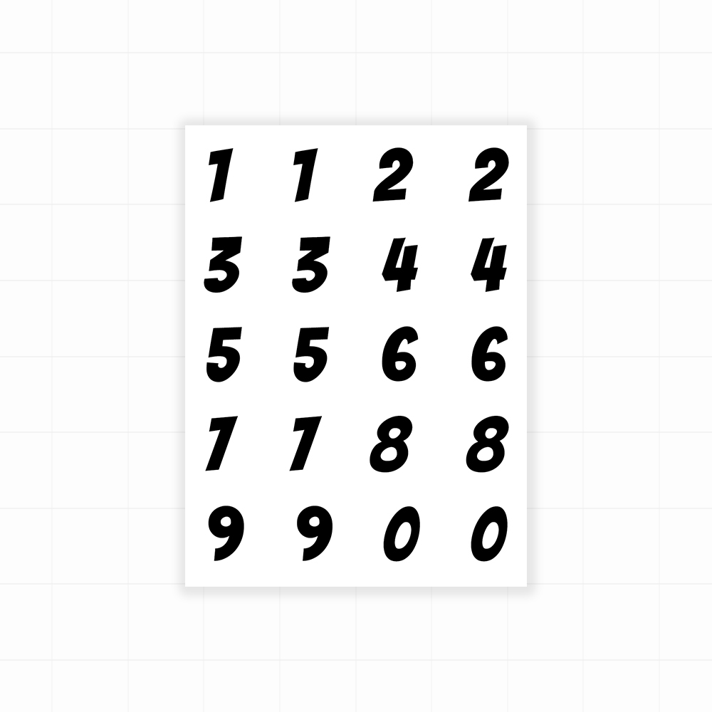 Cartoon plakcijfers - Alle cijfers (2x) cijfer stickers