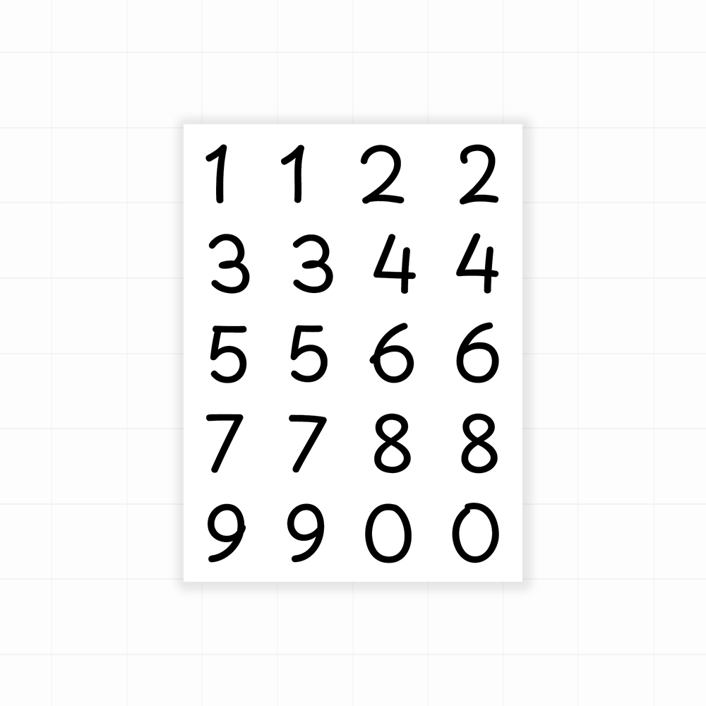 Handschrift plakcijfers - Alle cijfers (2x) cijfer stickers