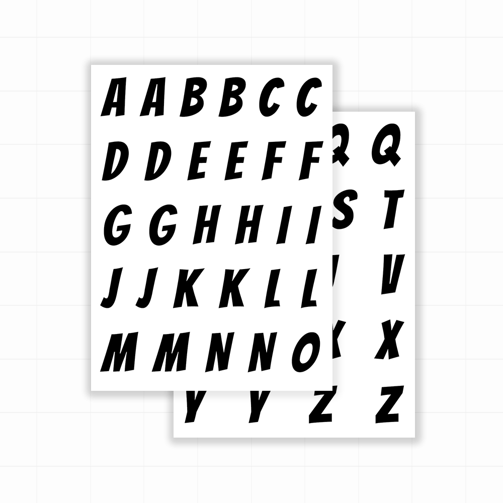 Cartoon plakletters - Compleet alfabet (2x) letter stickers