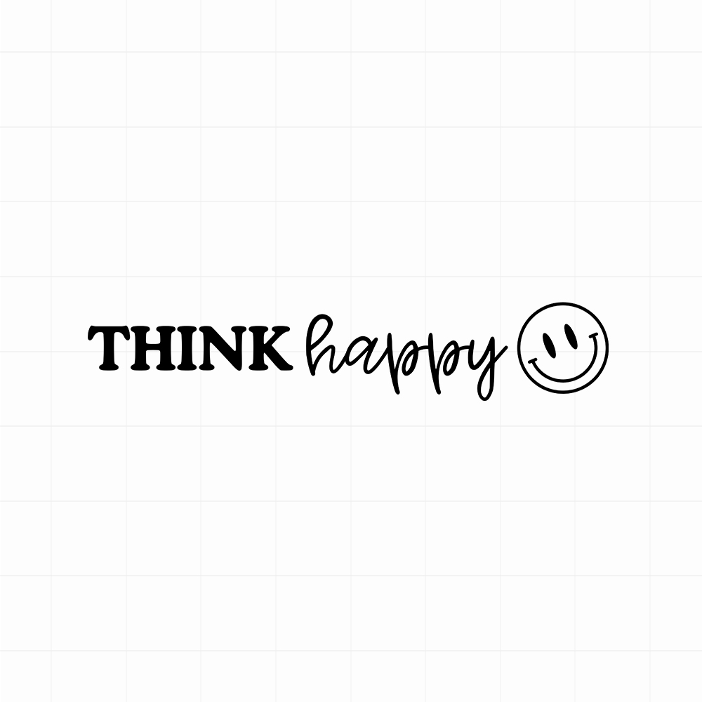 Think happy sticker - Leuke (auto)spiegel motivatie sticker