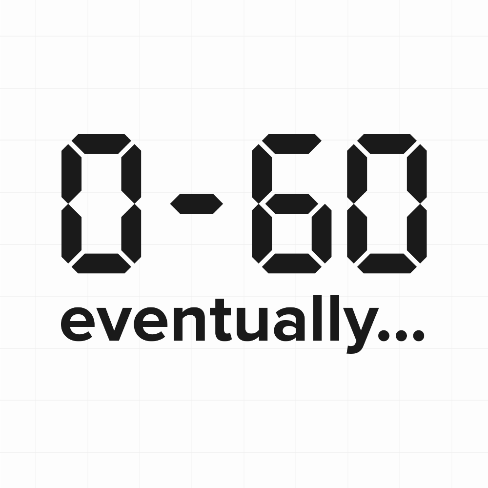 0-60 Eventually... - Leuke & grappige autosticker